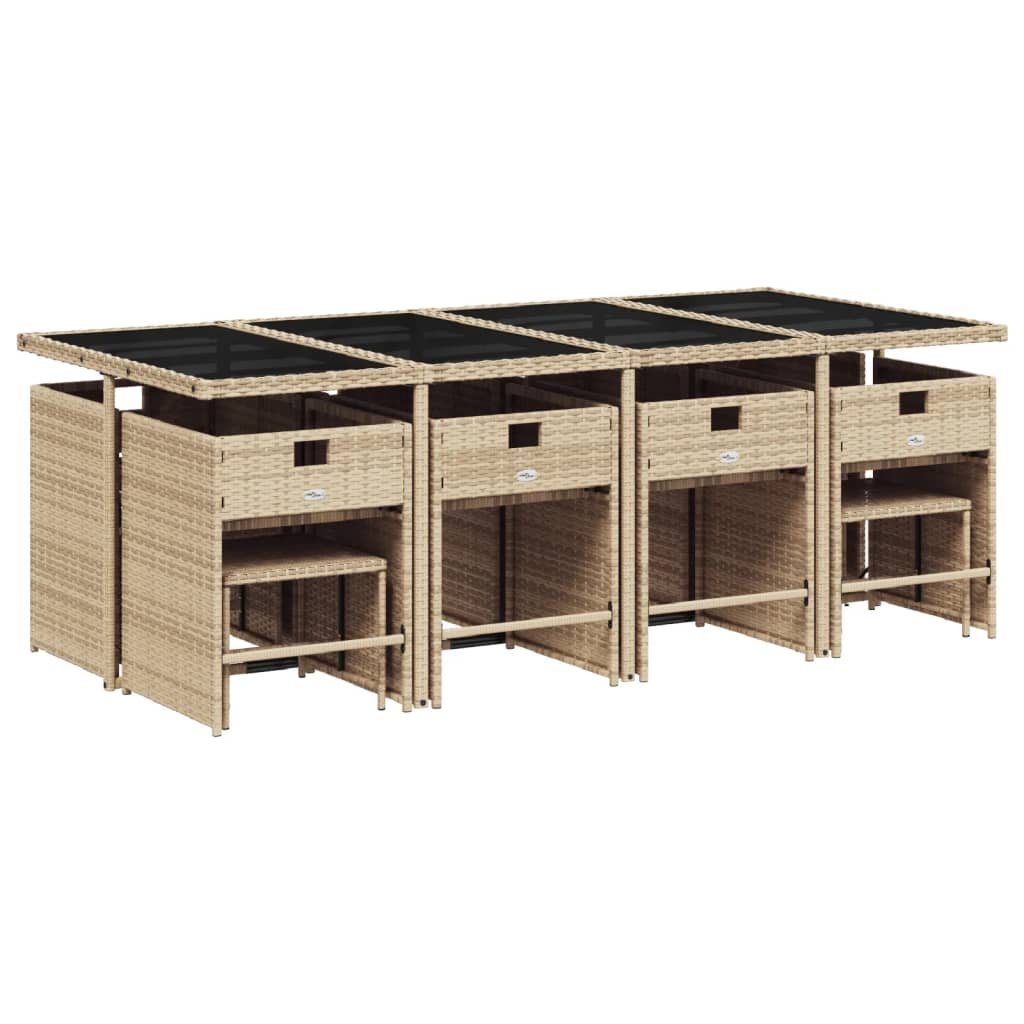 Set mobilier de grădină cu perne, 13 piese, bej, poliratan GartenMobel Dekor