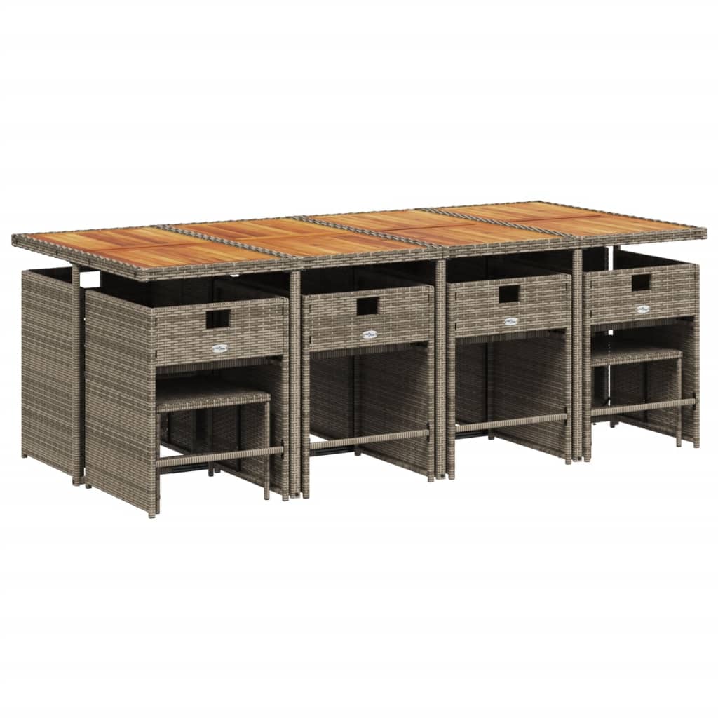 Set mobilier de grădină cu perne, 13 piese, gri, poliratan GartenMobel Dekor