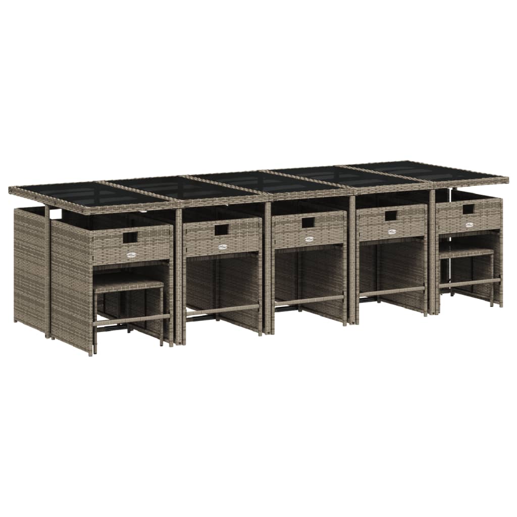 Set mobilier de grădină cu perne, 15 piese, gri, poliratan GartenMobel Dekor