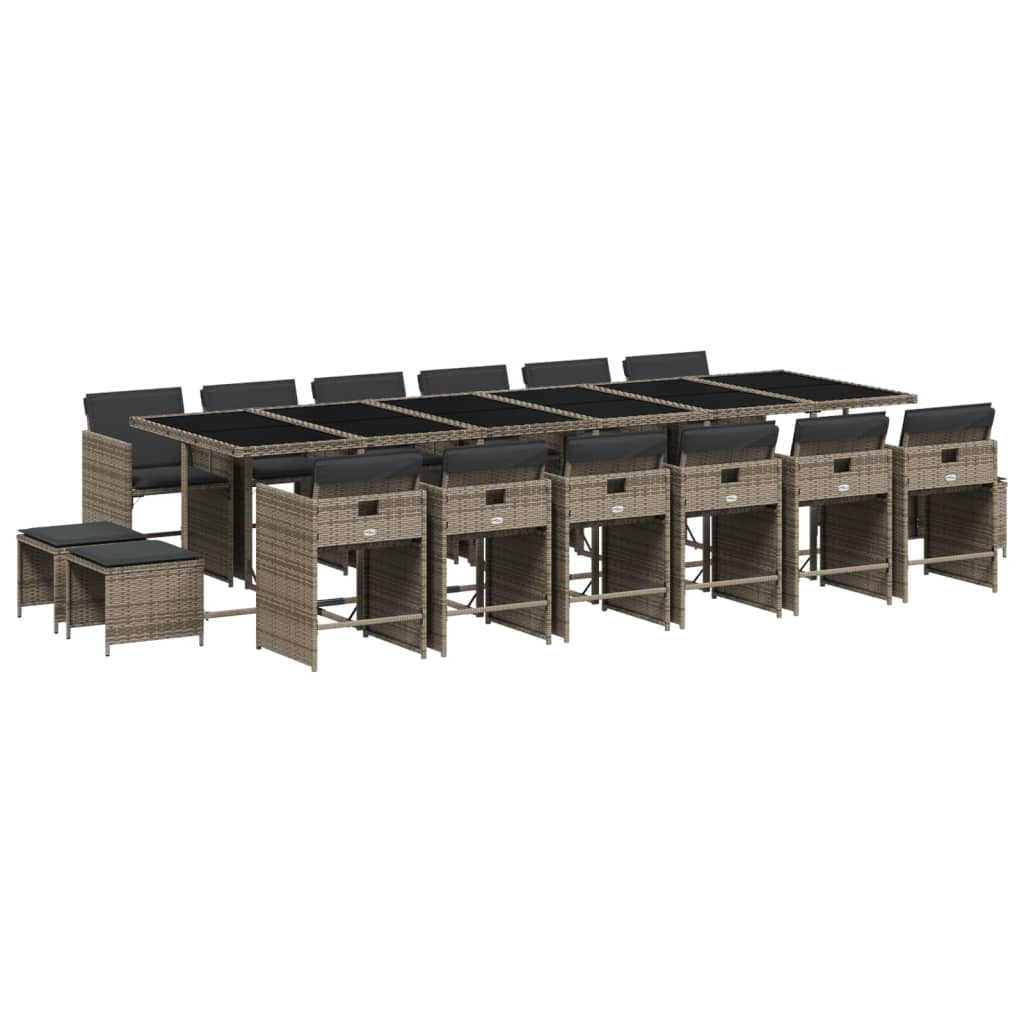 Set mobilier de grădină cu perne, 17 piese, gri, poliratan GartenMobel Dekor