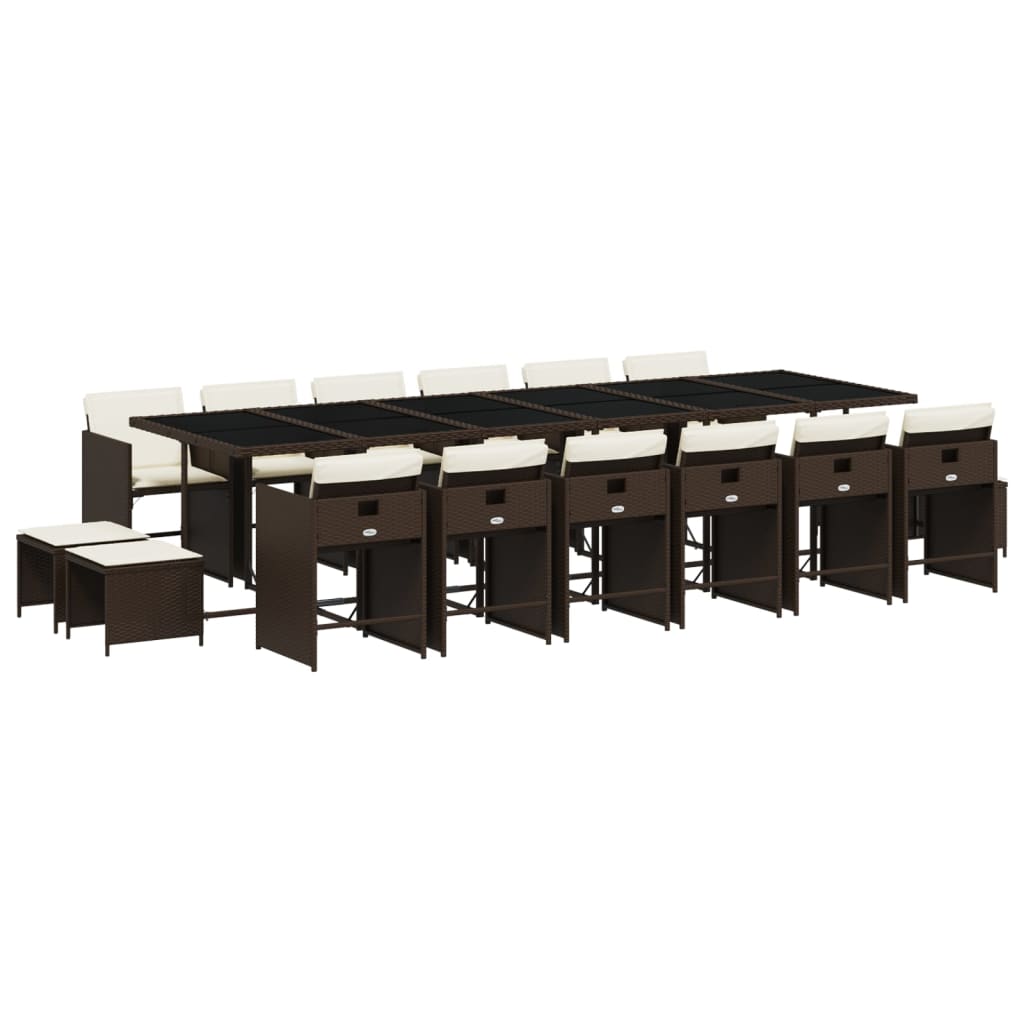 Set mobilier de grădină cu perne, 17 piese, maro, poliratan GartenMobel Dekor