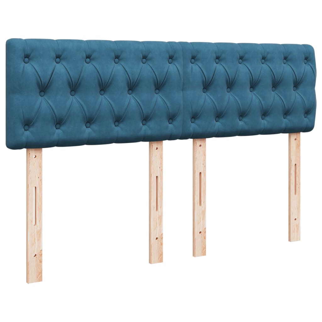 Pat box spring cu saltea, albastru închis, 140x190 cm, catifea GartenMobel Dekor