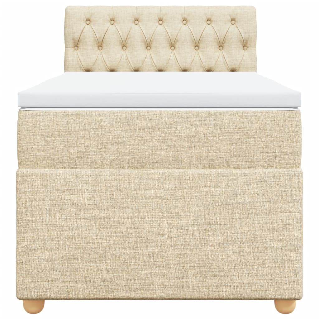 Pat box spring cu saltea, crem, 90x190 cm, textil GartenMobel Dekor