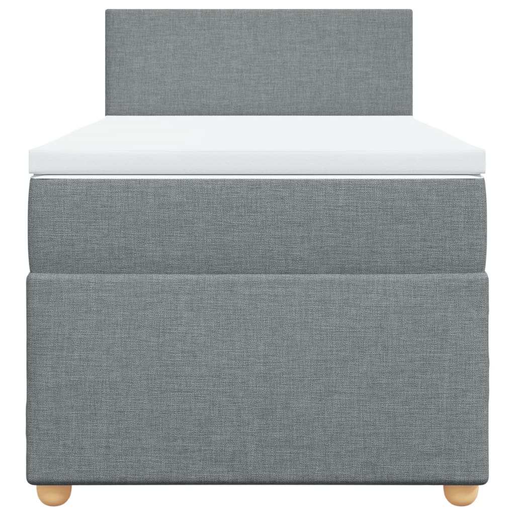 Pat box spring cu saltea, gri deschis, 90x200 cm, textil GartenMobel Dekor