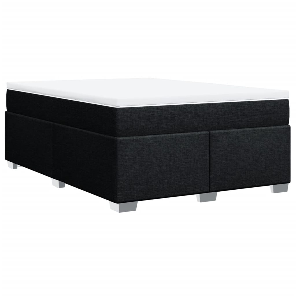 Pat box spring cu saltea, negru, 140x190 cm, textil GartenMobel Dekor