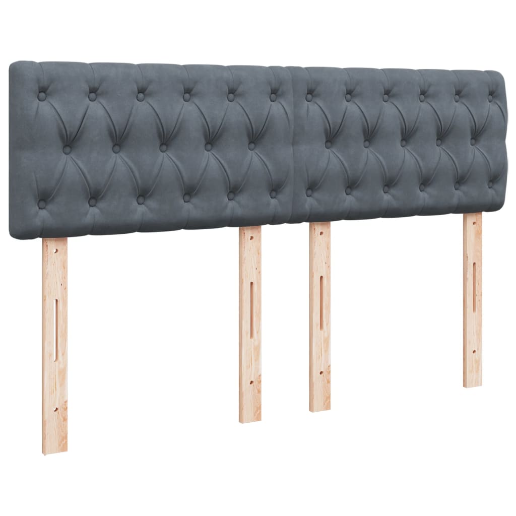 Pat box spring cu saltea, gri închis, 140x190 cm, catifea GartenMobel Dekor
