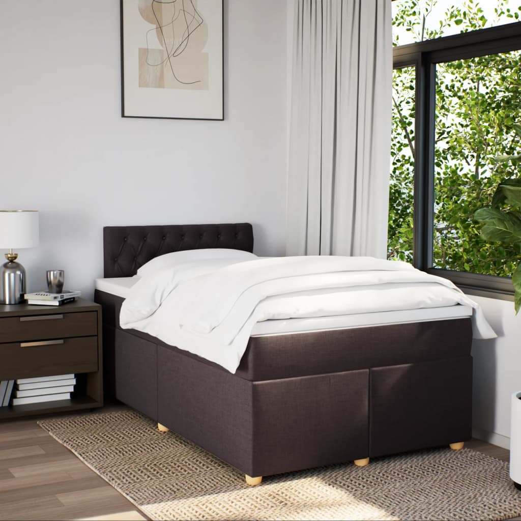 Pat box spring cu saltea, maro închis, 120x200 cm, textil GartenMobel Dekor