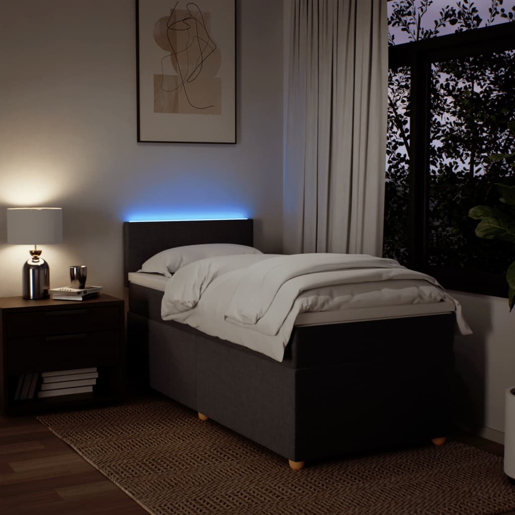 Pat box spring cu saltea, maro închis, 90x190 cm, textil GartenMobel Dekor