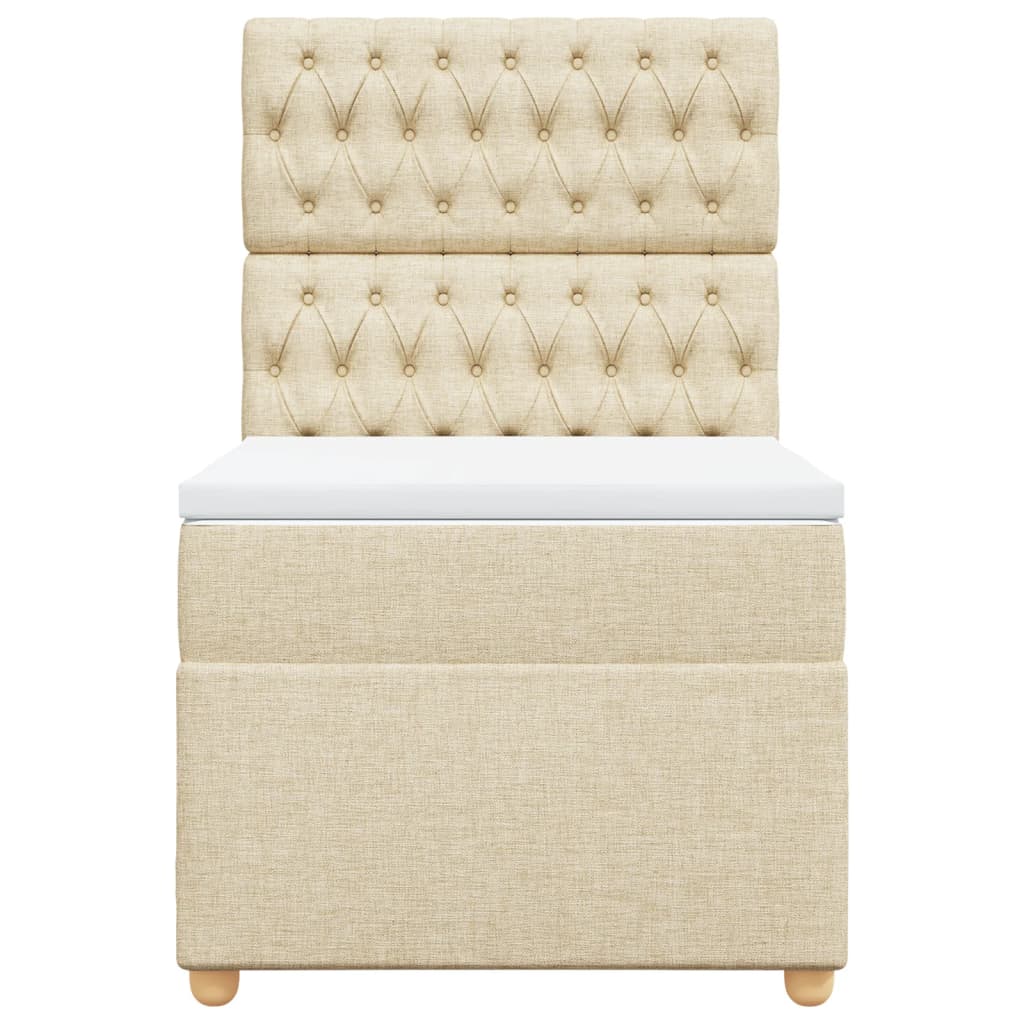 Pat box spring cu saltea, crem, 90x190 cm, textil GartenMobel Dekor