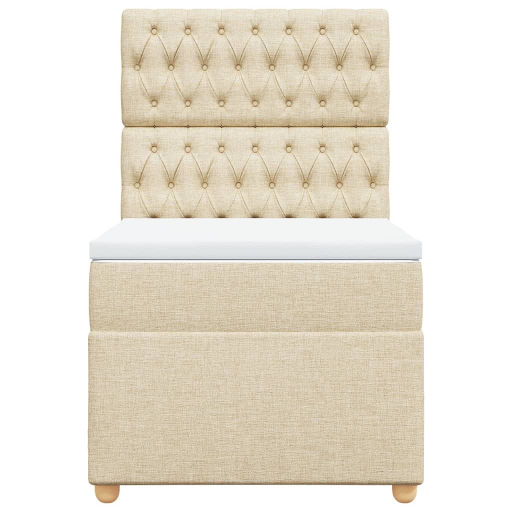 Pat box spring cu saltea, crem, 90x190 cm, textil GartenMobel Dekor