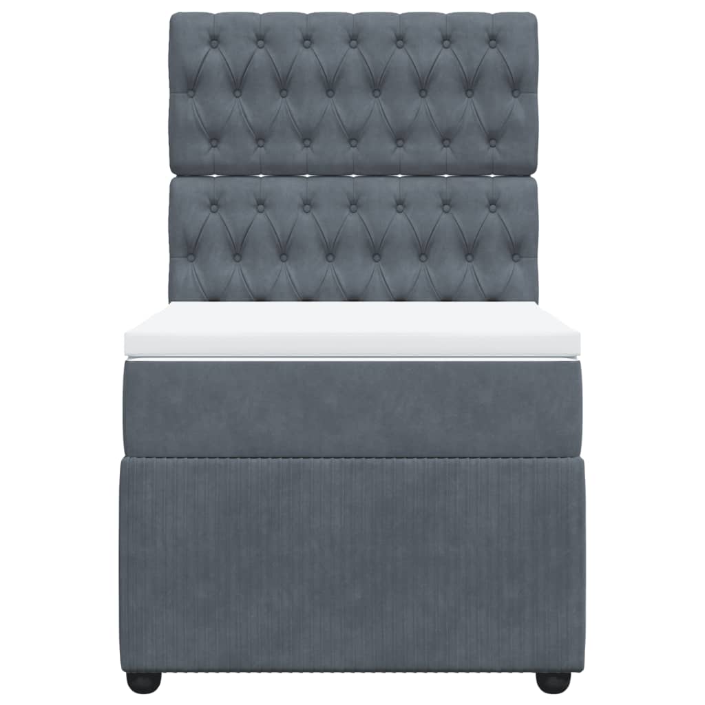 Pat box spring cu saltea, gri închis, 90x200 cm, catifea GartenMobel Dekor