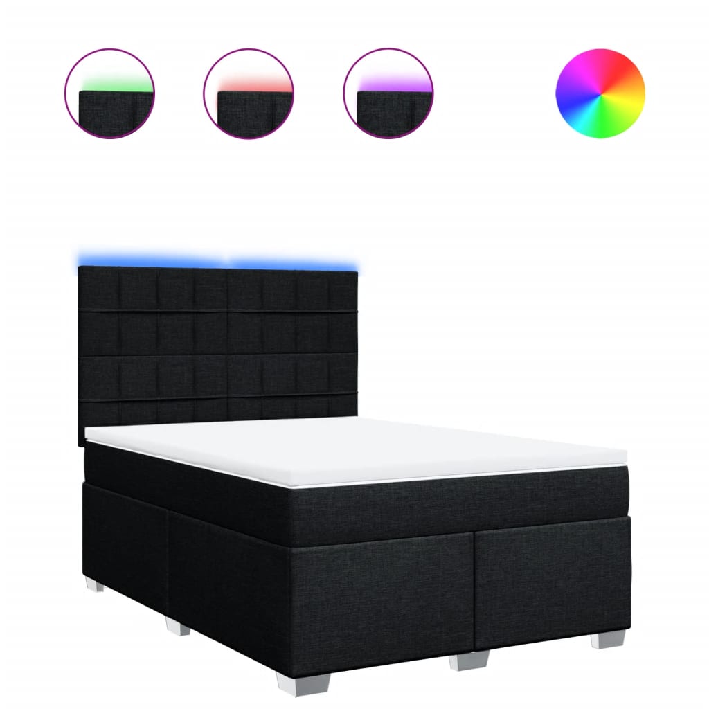 Pat box spring cu saltea, negru, 140x190 cm, textil GartenMobel Dekor