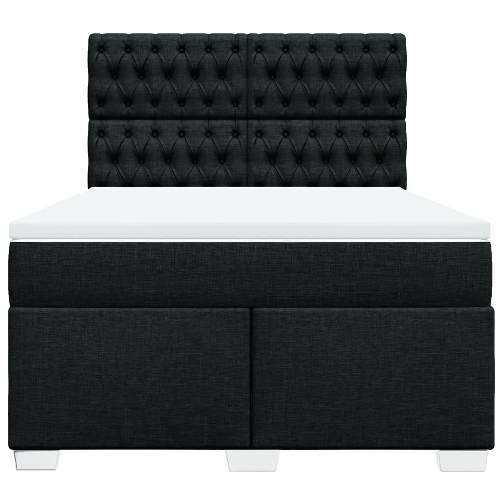 Pat box spring cu saltea, negru, 140x190 cm, textil GartenMobel Dekor