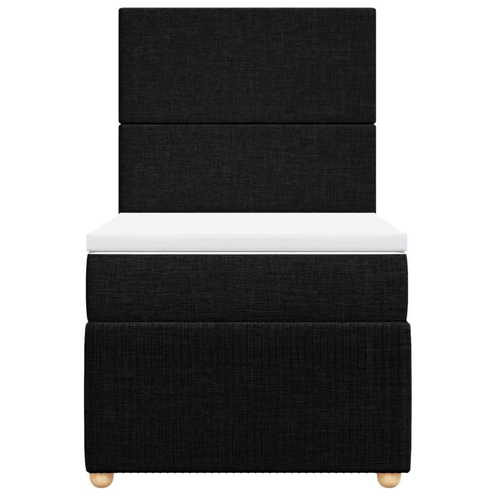 Pat box spring cu saltea, negru, 90x190 cm, textil GartenMobel Dekor