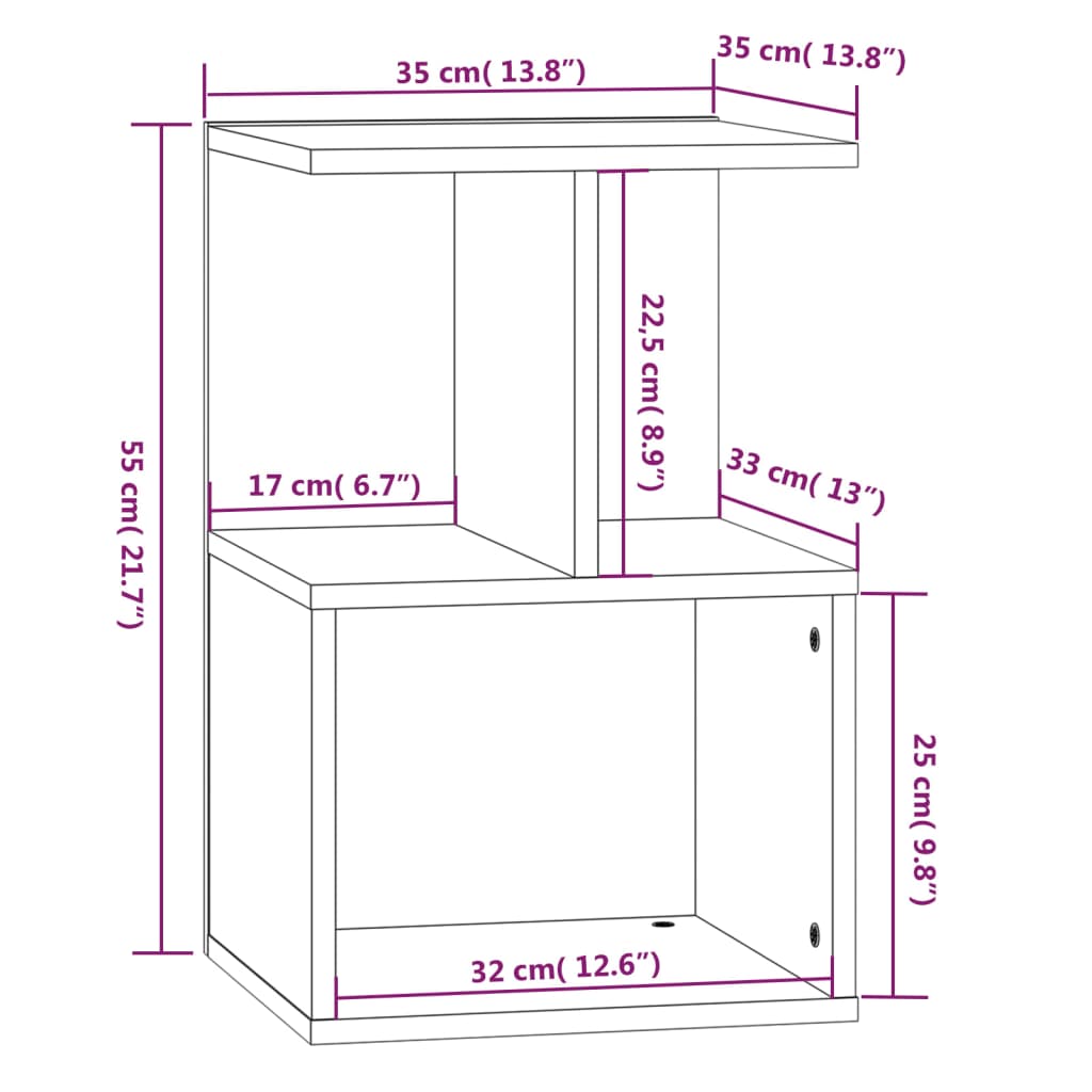 Noptiere, 2 buc., stejar fumuriu, 35x35x55 cm, lemn prelucrat GartenMobel Dekor