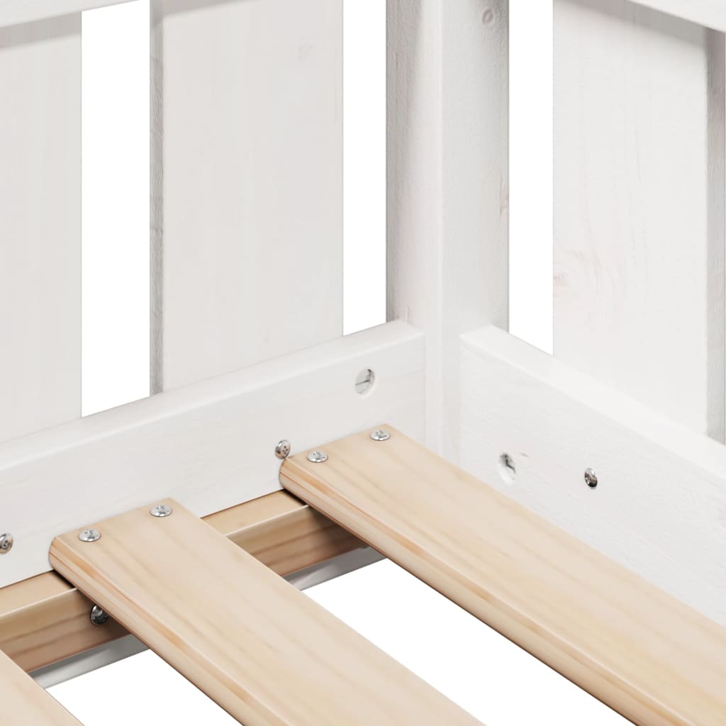 Cadru pat tip casă pentru copii alb 90x200 cm lemn masiv de pin GartenMobel Dekor