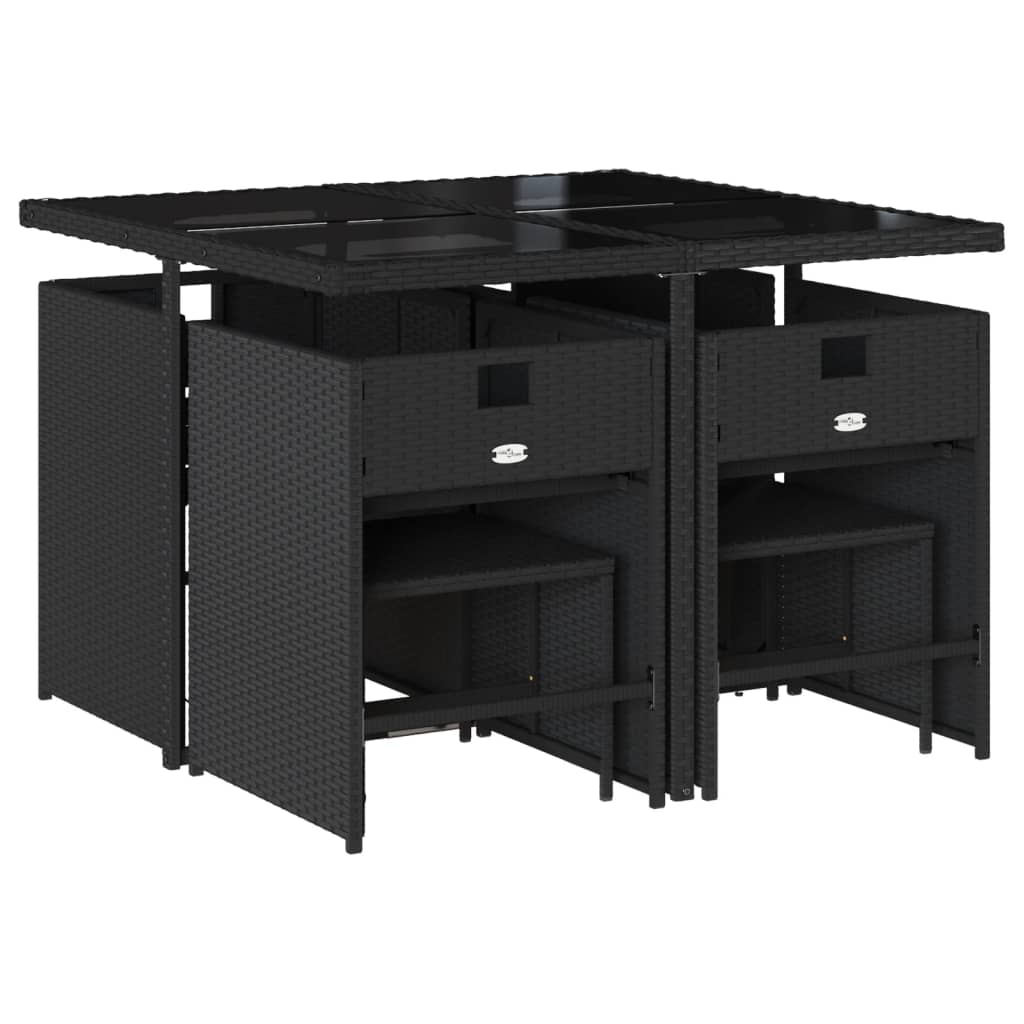 Set mobilier de grădină cu perne, 9 piese, negru, poliratan GartenMobel Dekor