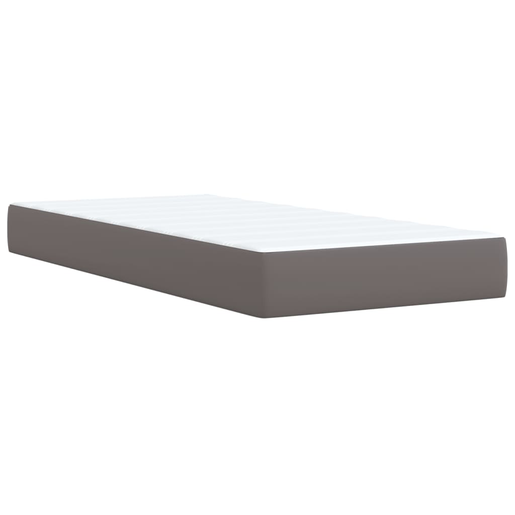 Pat box spring cu saltea, gri, 80x200 cm, piele ecologică GartenMobel Dekor