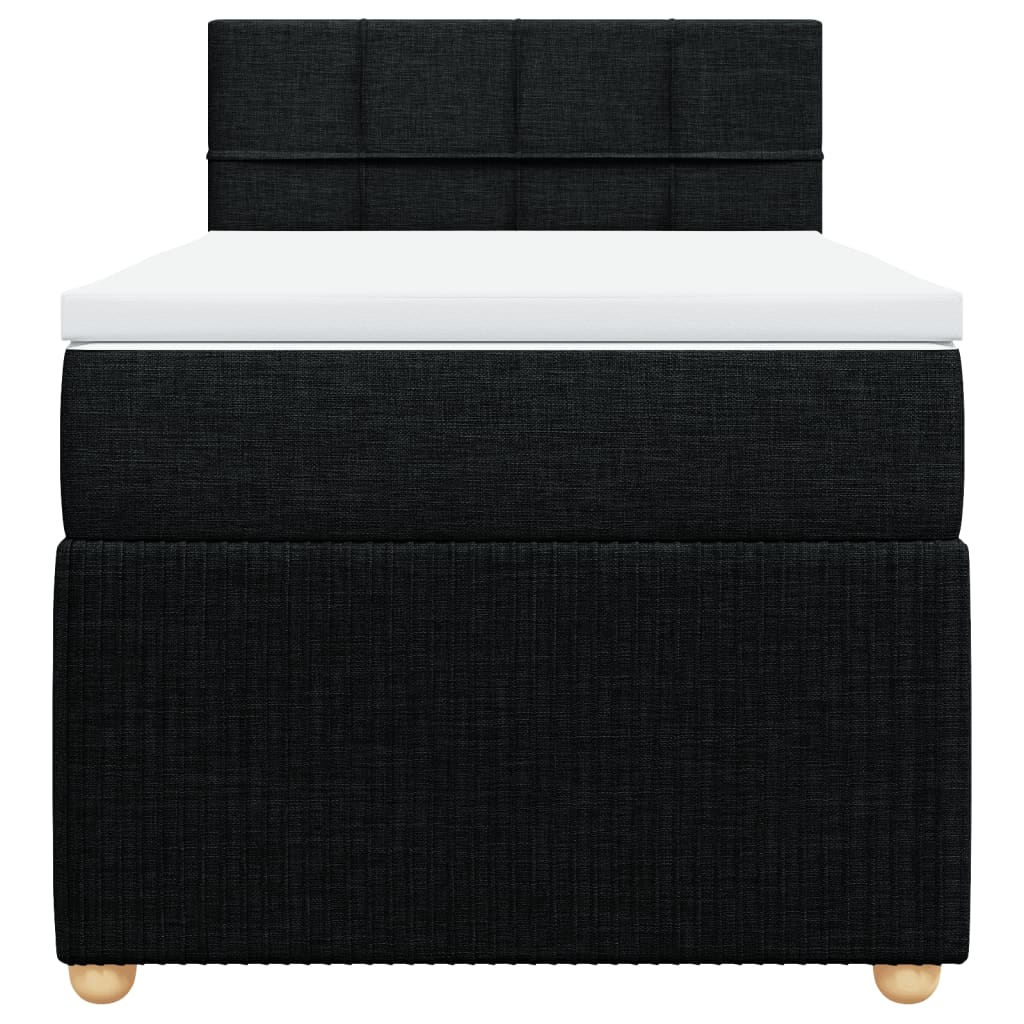 Pat box spring cu saltea, negru, 90x190 cm, textil GartenMobel Dekor