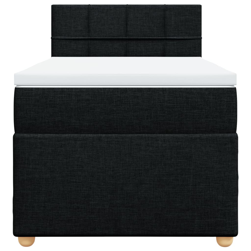 Pat box spring cu saltea, negru, 90x200 cm, textil GartenMobel Dekor