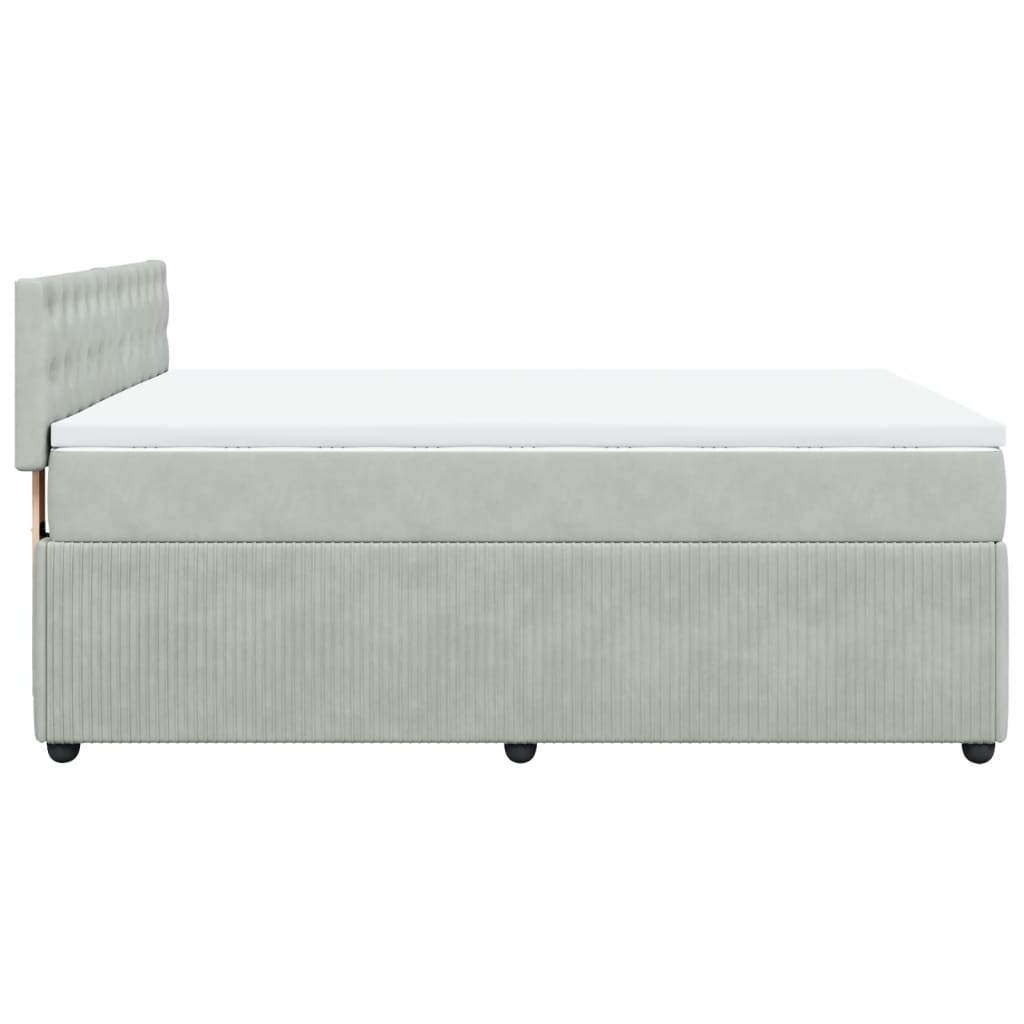 Pat box spring cu saltea, gri deschis, 160x200 cm, catifea GartenMobel Dekor