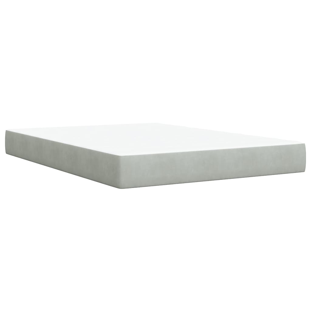 Pat box spring cu saltea, gri deschis, 160x200 cm, catifea GartenMobel Dekor