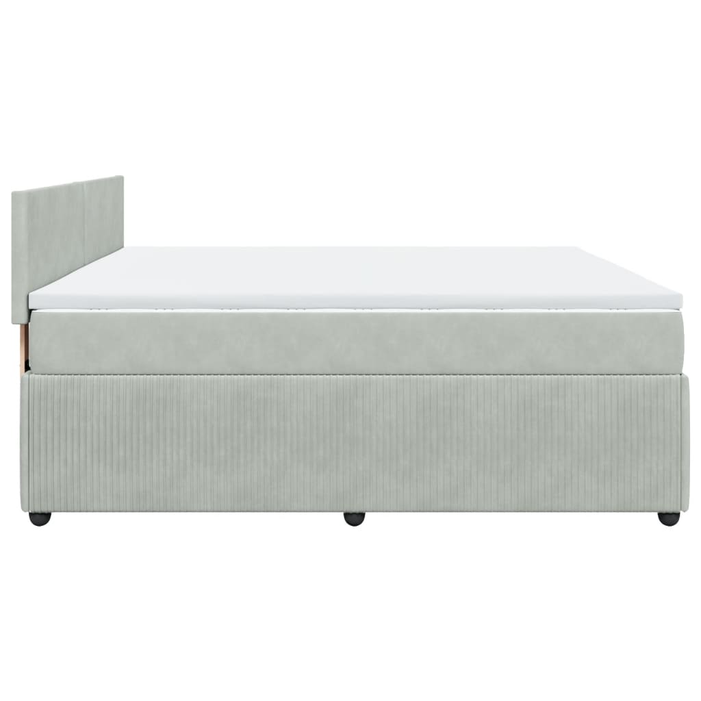 Pat box spring cu saltea, gri deschis, 200x200 cm, catifea GartenMobel Dekor