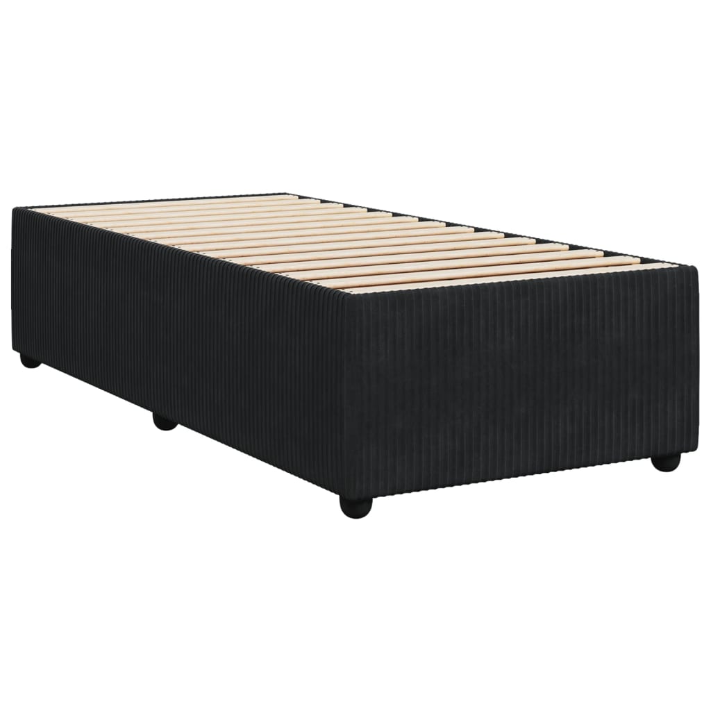 Pat box spring cu saltea, negru, 100x200 cm, catifea GartenMobel Dekor