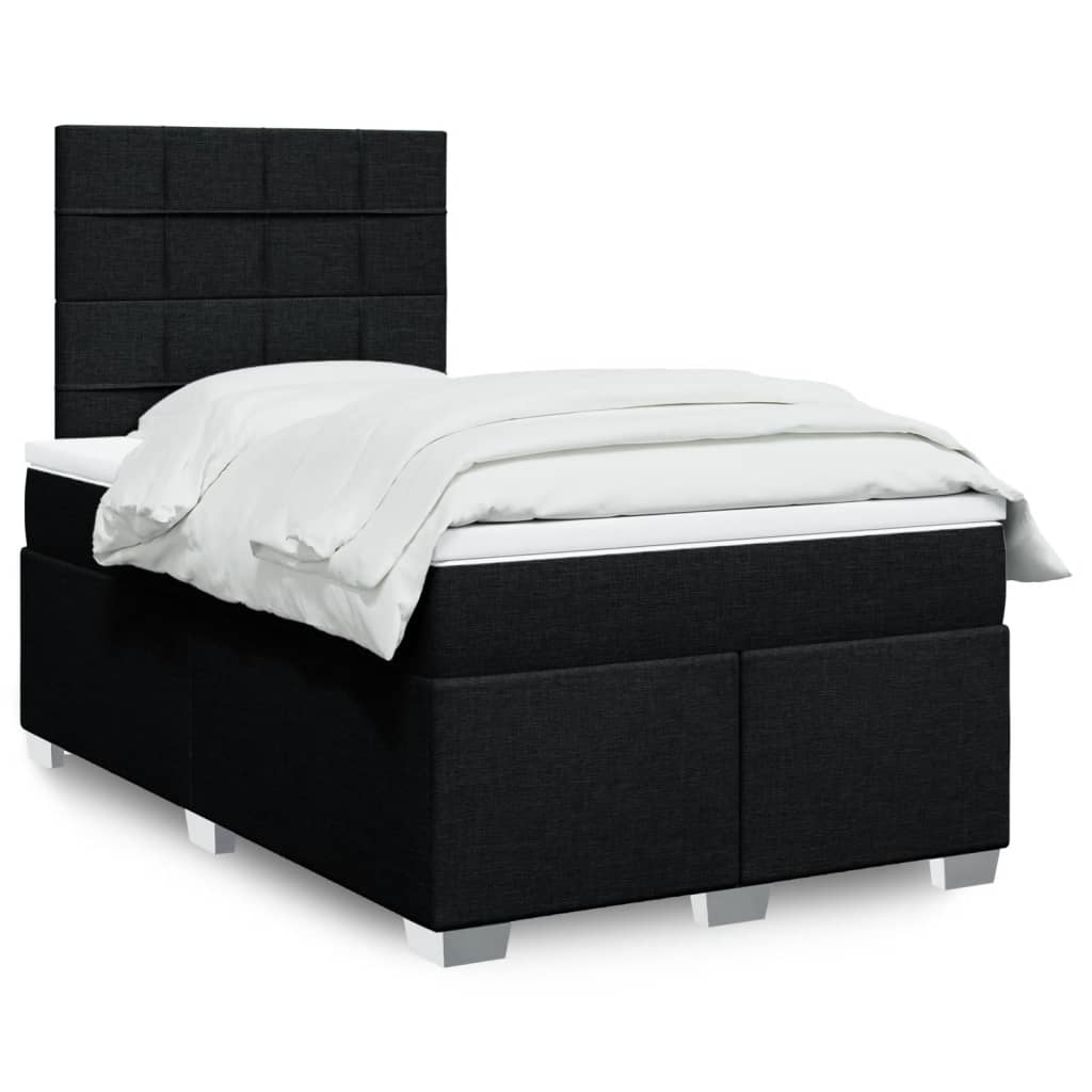 Pat box spring cu saltea, negru, 120x190 cm, catifea GartenMobel Dekor