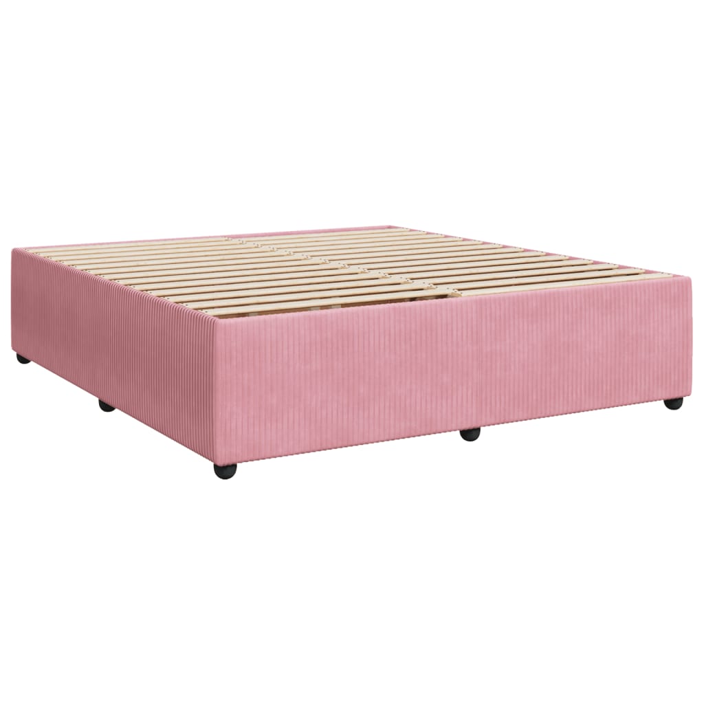 Pat box spring cu saltea, roz, 200x200 cm, catifea GartenMobel Dekor