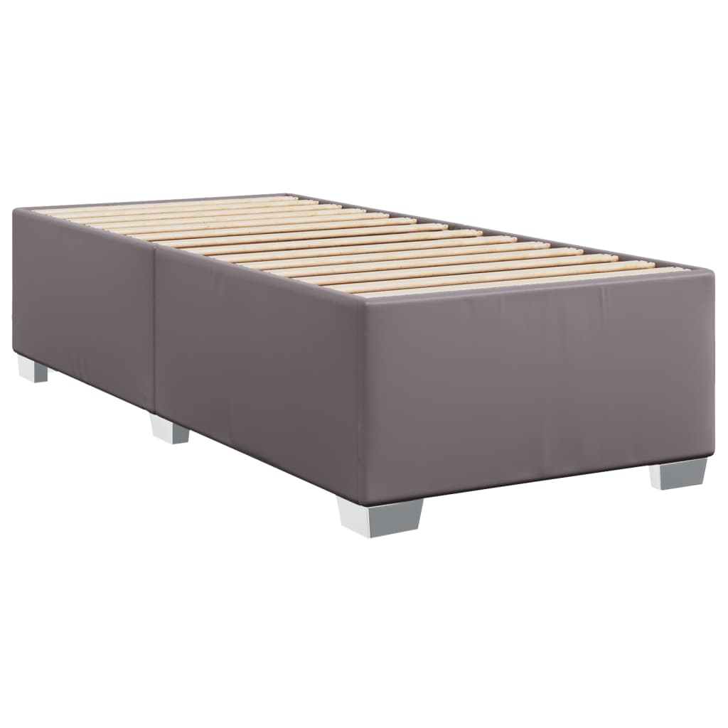 Pat box spring cu saltea, gri, 80x200 cm, piele ecologică GartenMobel Dekor