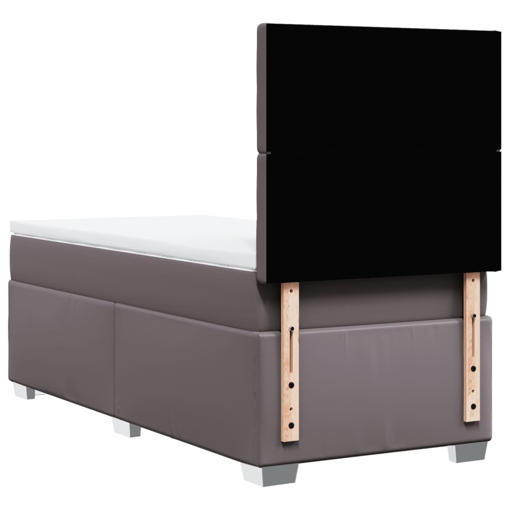 Pat box spring cu saltea, gri, 80x200 cm, piele ecologică GartenMobel Dekor