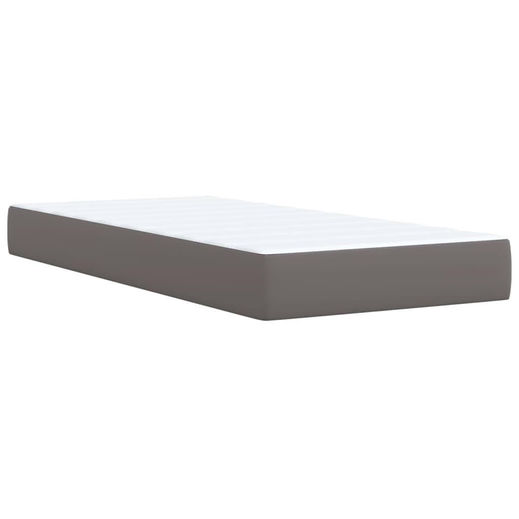 Pat box spring cu saltea, gri, 80x200 cm, piele ecologică GartenMobel Dekor