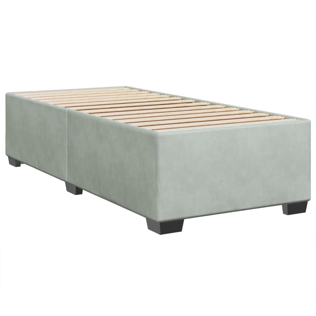 Pat box spring cu saltea, gri deschis, 90x200 cm, catifea GartenMobel Dekor