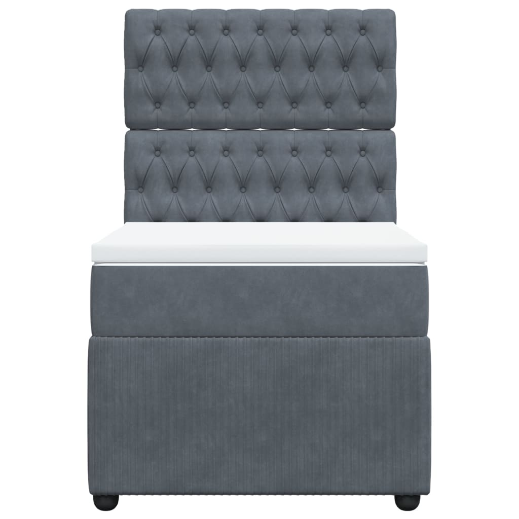 Pat box spring cu saltea, gri închis, 100x200 cm, catifea GartenMobel Dekor