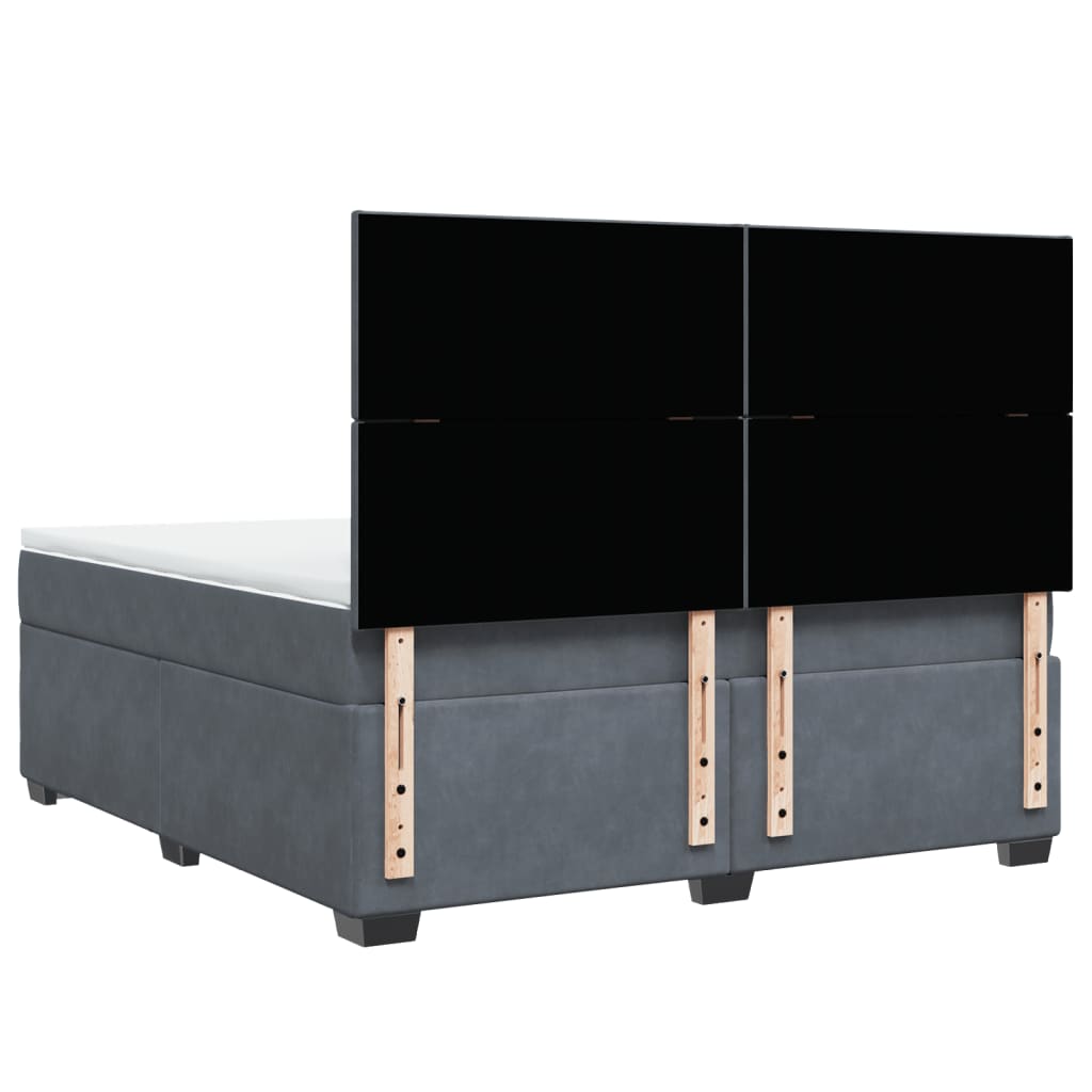 Pat box spring cu saltea, gri închis, 180x200 cm, catifea GartenMobel Dekor