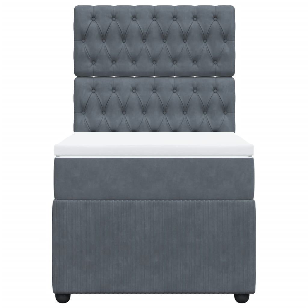 Pat box spring cu saltea, gri închis, 90x190 cm, catifea GartenMobel Dekor