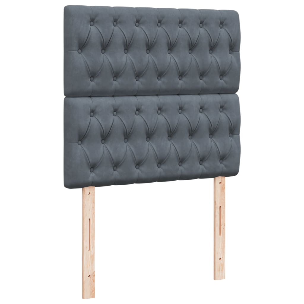 Pat box spring cu saltea, gri închis, 90x190 cm, catifea GartenMobel Dekor