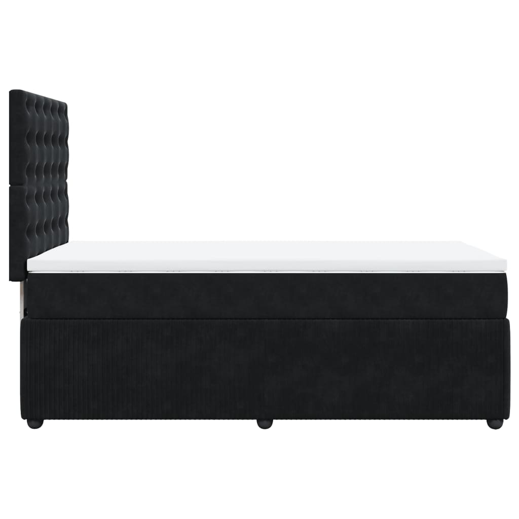 Pat box spring cu saltea, negru, 90x190 cm, catifea GartenMobel Dekor