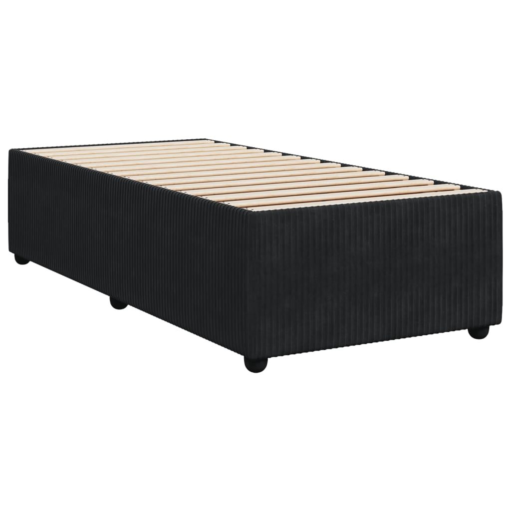 Pat box spring cu saltea, negru, 90x190 cm, catifea GartenMobel Dekor