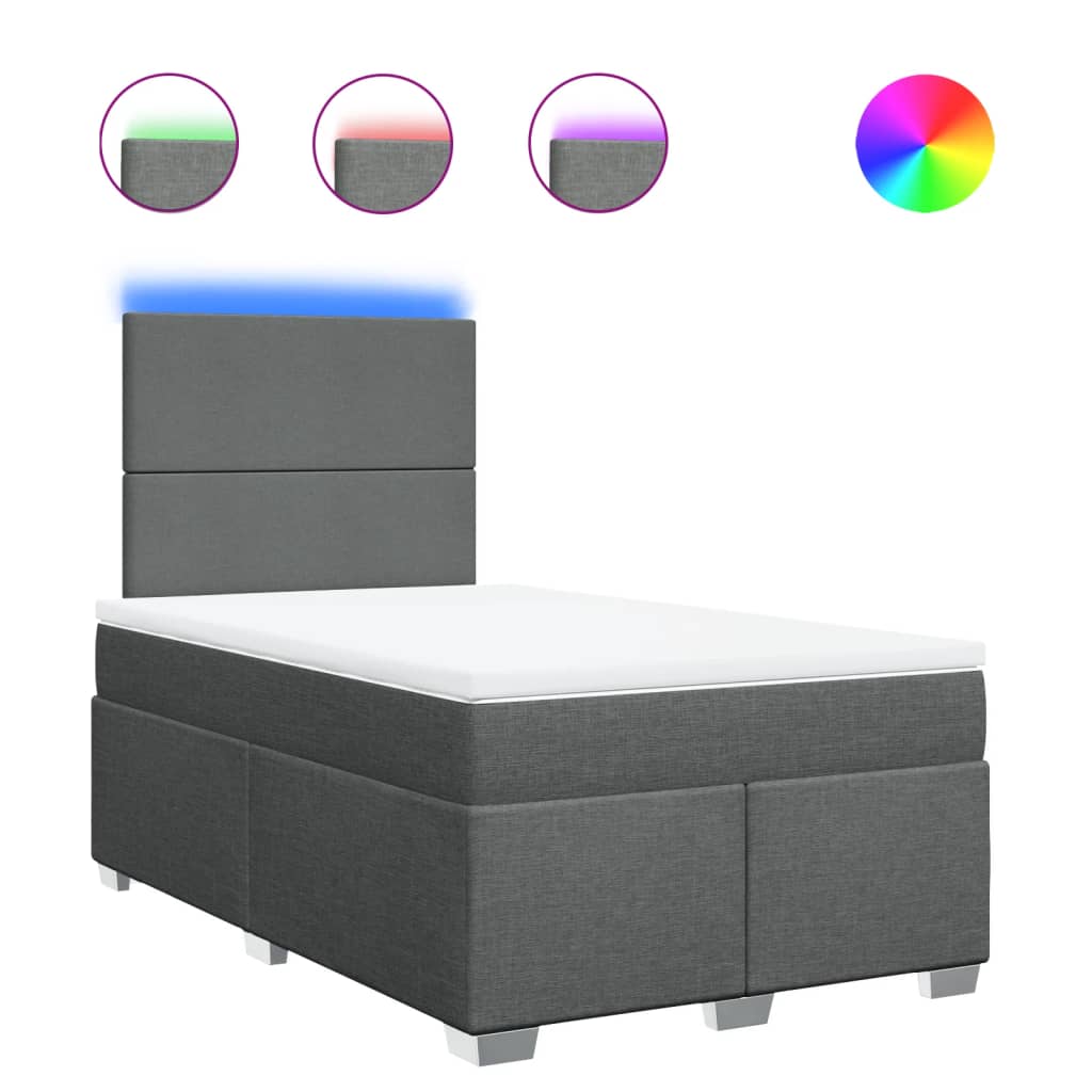Pat box spring cu saltea, gri închis, 120x190 cm, textil GartenMobel Dekor
