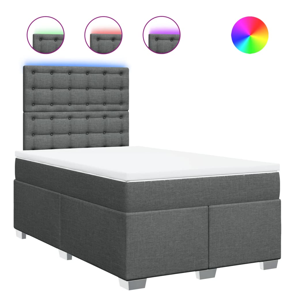 Pat box spring cu saltea, gri închis, 120x190 cm, textil GartenMobel Dekor