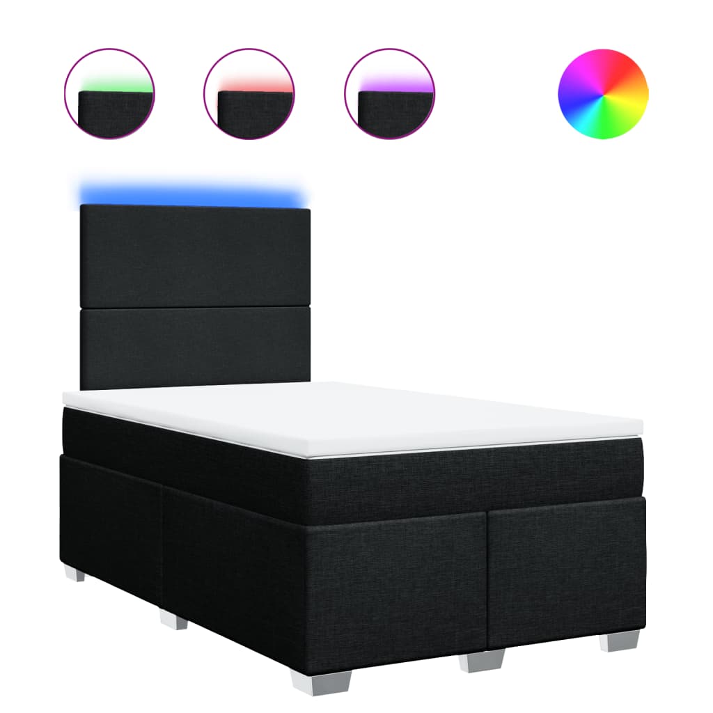 Pat box spring cu saltea, negru, 120x190 cm, catifea GartenMobel Dekor