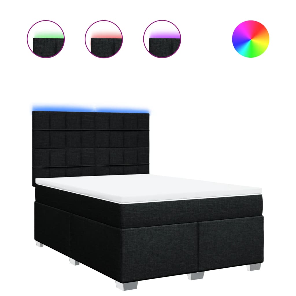 Pat box spring cu saltea, negru, 140x200 cm, textil GartenMobel Dekor