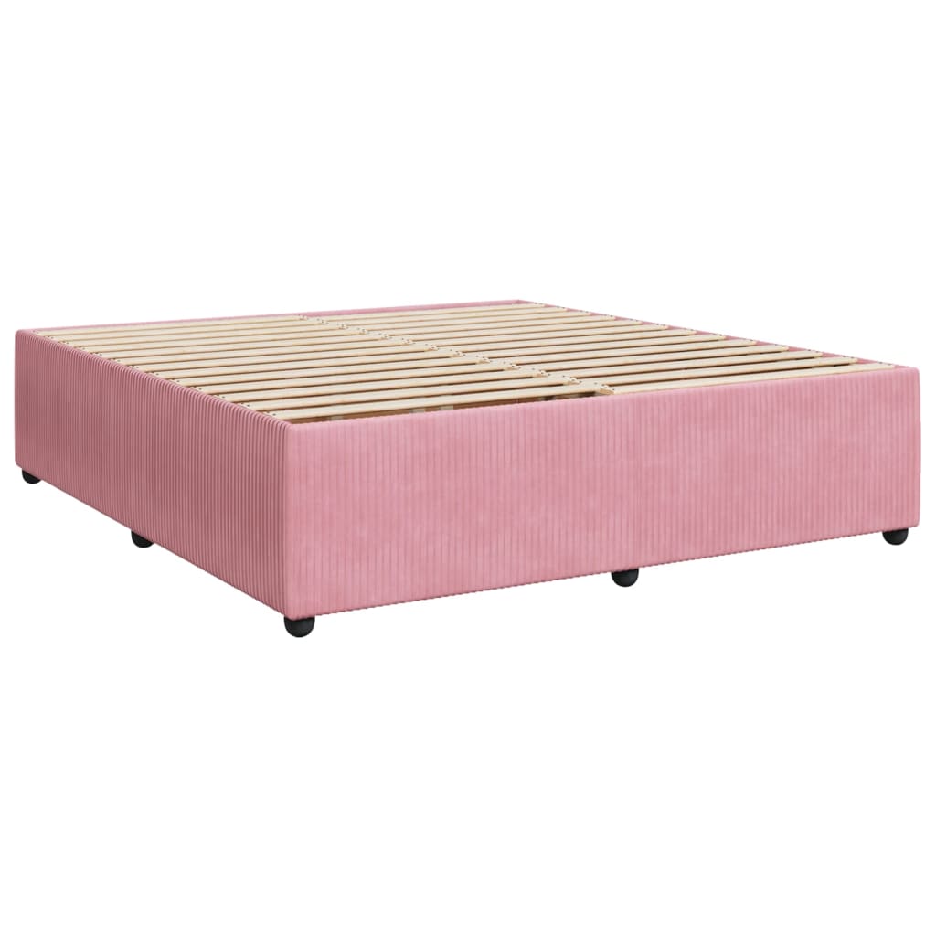 Pat box spring cu saltea, roz, 200x200 cm, catifea GartenMobel Dekor