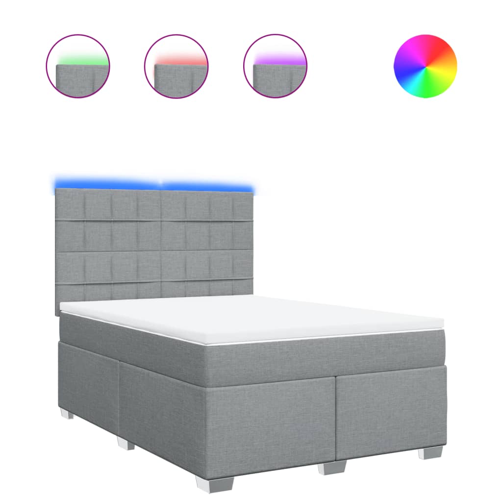 Pat continental cu saltea, gri deschis, 160x200 cm, textil GartenMobel Dekor