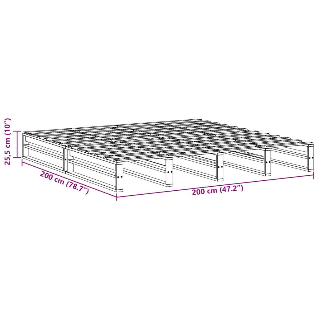 Cadru de pat, alb, 200x200 cm, lemn masiv de pin GartenMobel Dekor