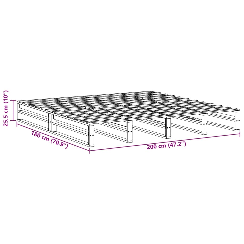 Cadru de pat, maro ceruit, 180x200 cm, lemn masiv de pin GartenMobel Dekor