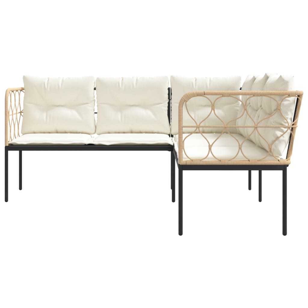 Canapea de grădină cu perne în formă L, negru oțel și textilenă GartenMobel Dekor