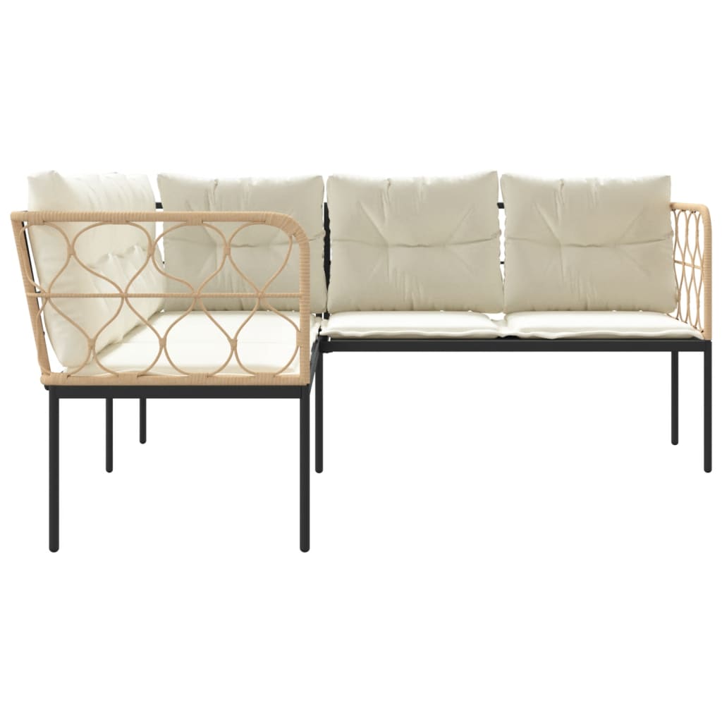 Canapea de grădină cu perne în formă L, negru oțel și textilenă GartenMobel Dekor